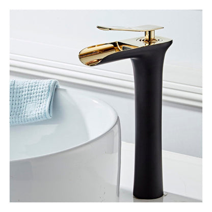 Griferia Monocontrol Lavamanos Cascada Negro/dorado