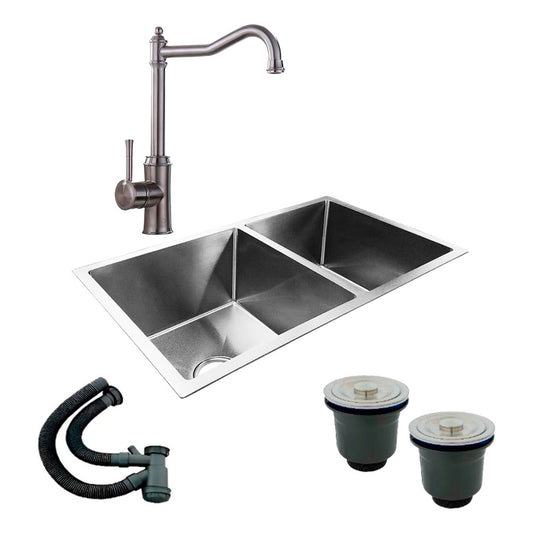 Combo Lavaplatos Doble 77*45cm+griferia Lvp Fraya+accesorios