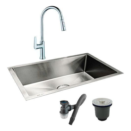 Combo Lavaplatos 100*40cm+grif.extraible Cromo+accesorios