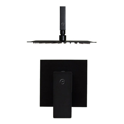 Mono Control Cuadrado Negro + Ducha 30x30cm A Techo