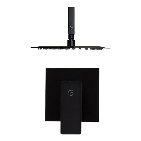 Mono Control Cuadrado Negro + Ducha 30x30cm A Techo