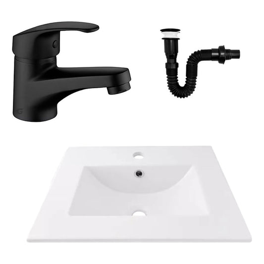 Kit Placa Lavamanos 51*46,5cm+griferia Monocon.+push Negro8