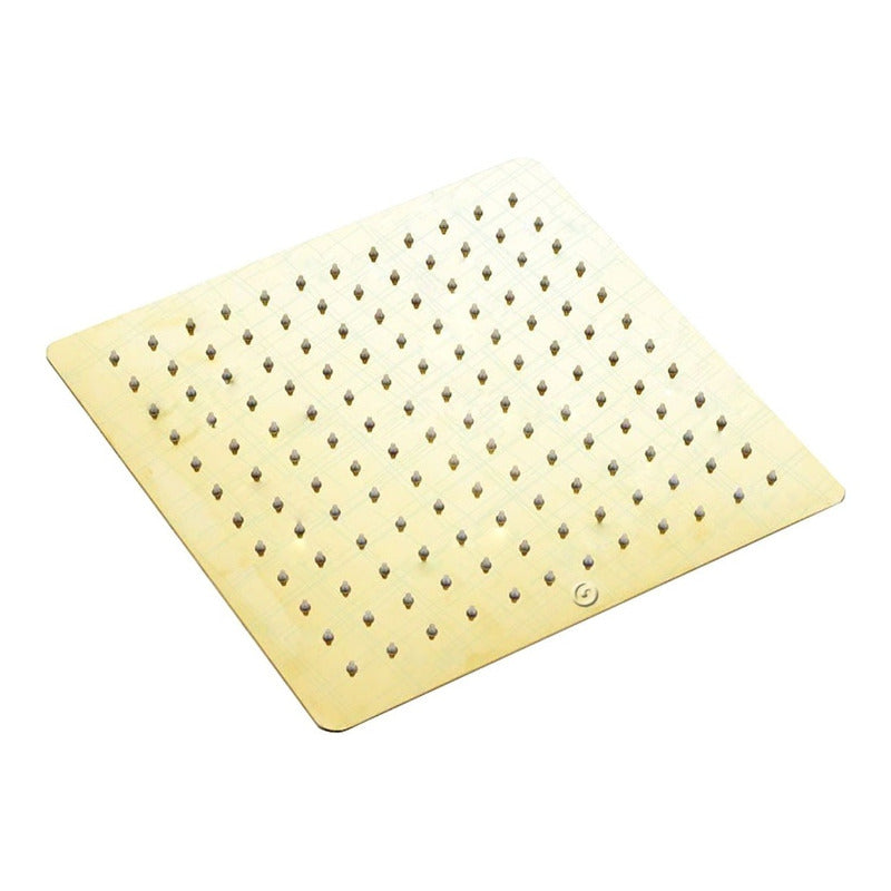 Ducha Cuadrada 20cm Con Tubo Acabado Oro