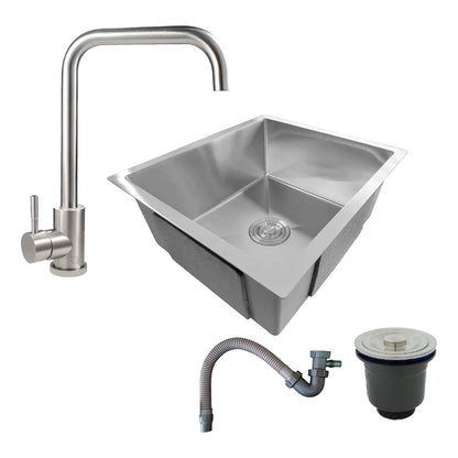 Combo Lavaplatos 51*45cm+griferia Plata Cuello 7+accesorios