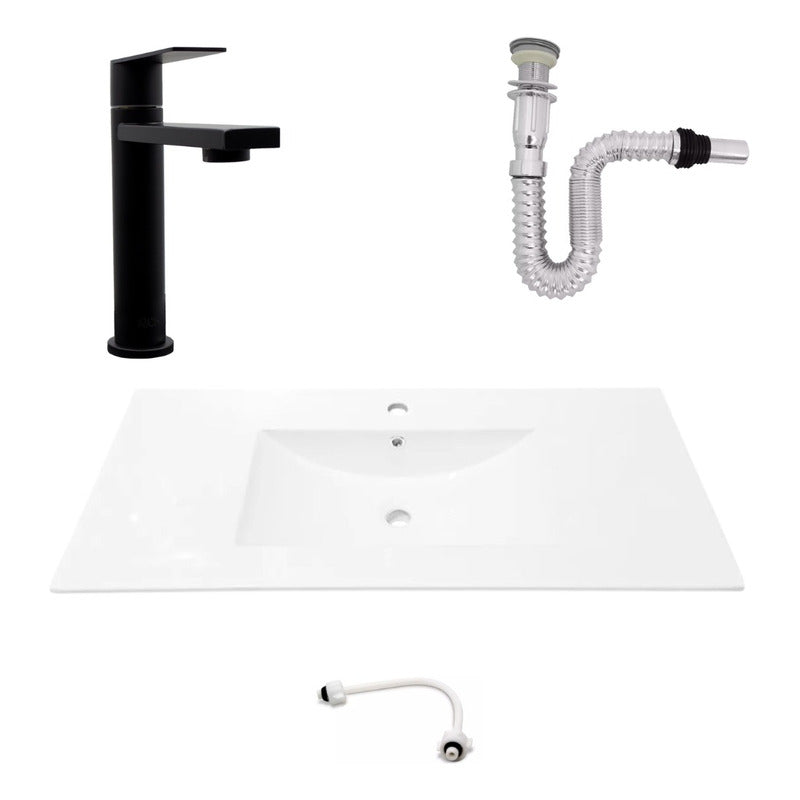 Kit Placa Lavam.101*46.5cm+griferia Agua Fria+push Flex.11
