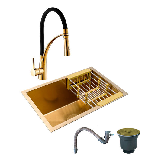 Combo Lavaplatos 51*45cm+griferia Lvp Oro Babilonia+acc