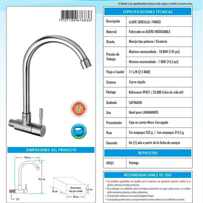 Lavaplatos De Pared Acero Inoxidable