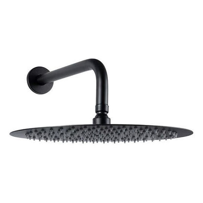 Regadera Ducha Redonda Negro Mate 8puLG (20cm) + Tubo