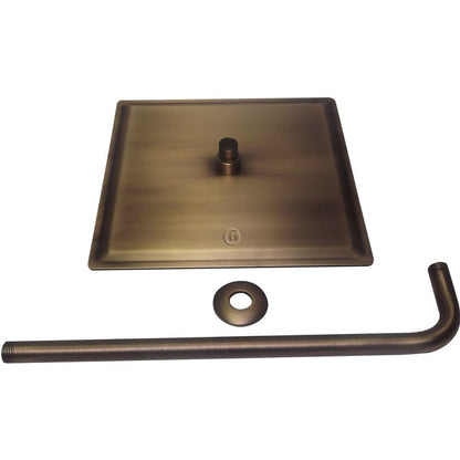 Ducha Vintage Cuadrada 15x15 Tubo 40cm Bronce Antiguo