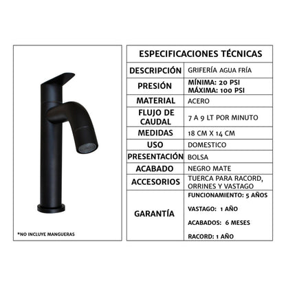 Kit Placa Lavamanos 101*46.5cm+griferia Agua Fria+push Flex9