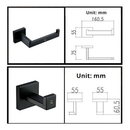 Juego De Accesorios Para Baños 4 Piezas, De Lujo Negro Mate