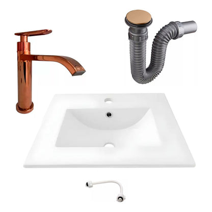 Combo Placa Lavamanos 61*40cm+griferia Agua Fria+push Rose1