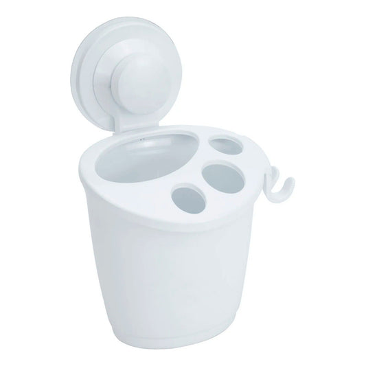Portacepillo Para Baño Con Ventosa Blanco