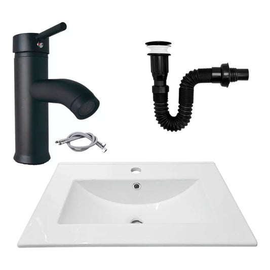 Combo Placa Lavamanos 61*40cm+grif.monocontrol.+push Negro5