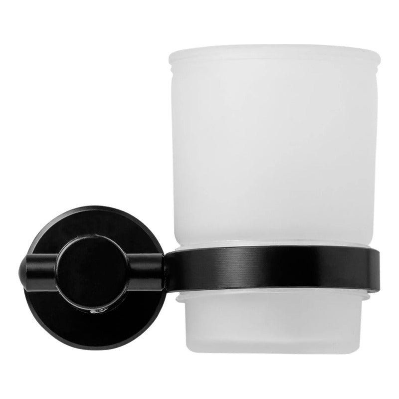 Porta Vaso Para Baño En Aluminio Negro Base Redonda