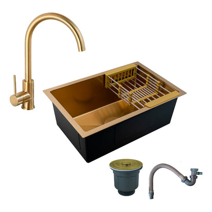 Combo Lavaplatos 60*45cm+griferia Lvp Oro Cepillado+acc1