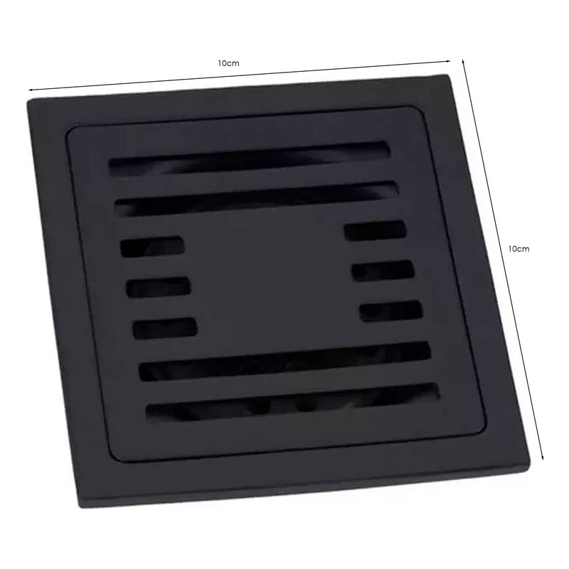 Rejilla De Piso Cuadrada De Lujo Negro Mate 10x10cm