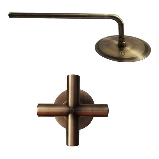 Ducha Circular 20cm Con Registro Tipo Cruceta Bronce Antiguo