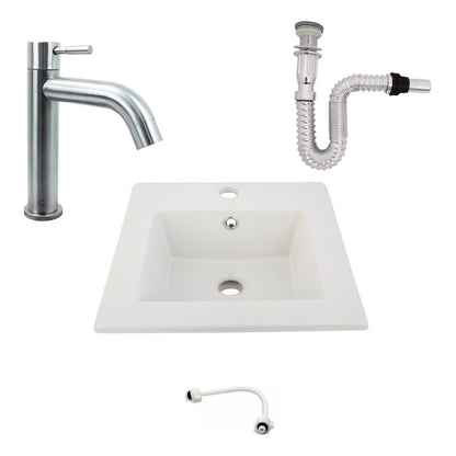 Kit Placa Lavamanos 41cm+griferia Agua Fria+push Flexible 7