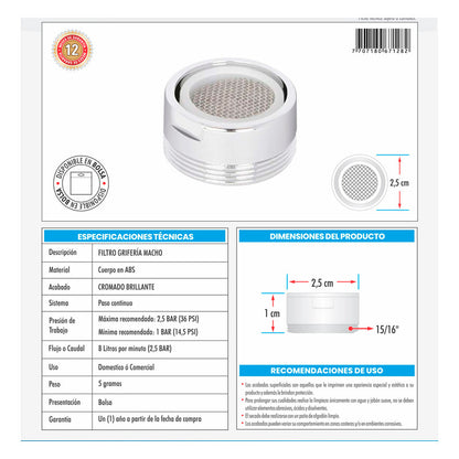 Filtro Ahorrador Para Griferia Plastico Hembra