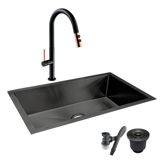 Combo Lavaplatos 100*45cm+griferia Lvp Negra-rosa+ Accesorio