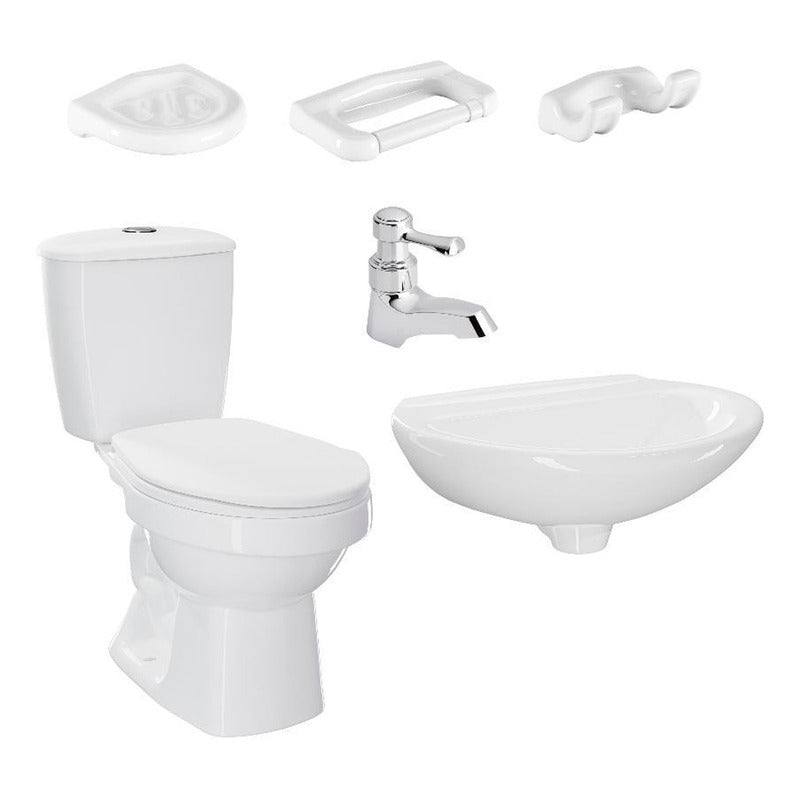 Combo Sanitario Laguna Blanco + Lavamanos Sin Pedestal Y Acc