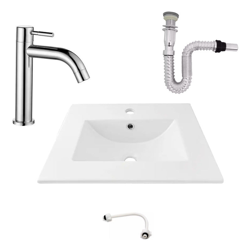 Kit Placa Lavamanos 51*40cm+griferia Agua Fria+push Flex. 13