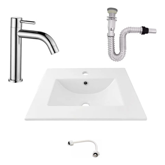 Kit Placa Lavamanos 51*40cm+griferia Agua Fria+push Flex. 13