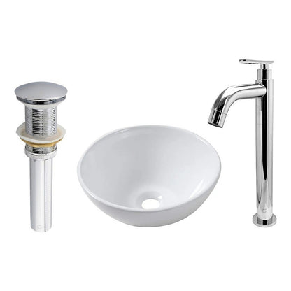 Combo De Lavamanos Blanco+griferia Agua Fria Cromo+push