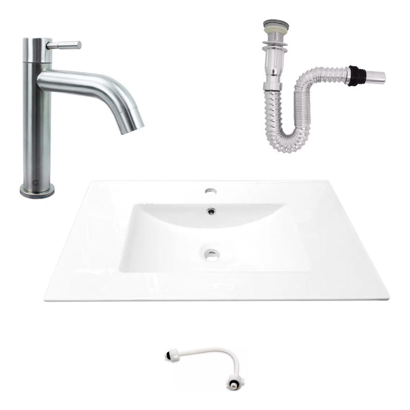 Kit Placa Lavamanos 81*46.5cm+griferia Agua Fria+push Flex.7