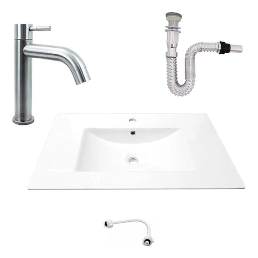 Kit Placa Lavamanos 81*46.5cm+griferia Agua Fria+push Flex.7