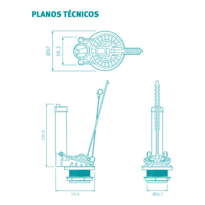 Conjunto De Grifería Tanque Sanitario 26cm Atlas Palanca