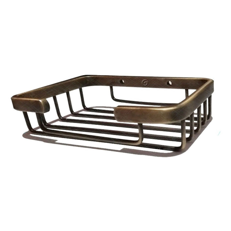 Jabonera Rectangular Tipo Canasta Bronce Antiguo