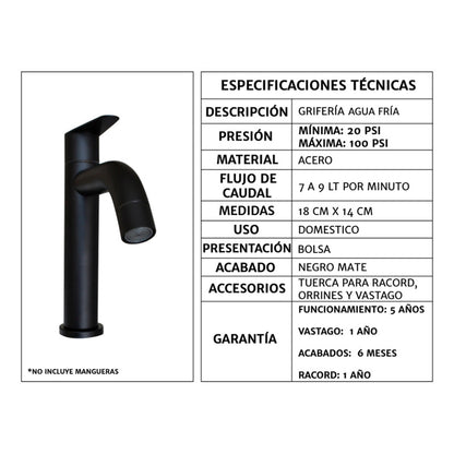 Kit Placa Lavamanos 51*46,5cm+griferia Agua Fria+push Negro2