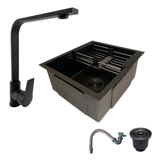 Combo Lavaplatos 51*45cm+griferia Lvp Negra Notte+ Accesorio