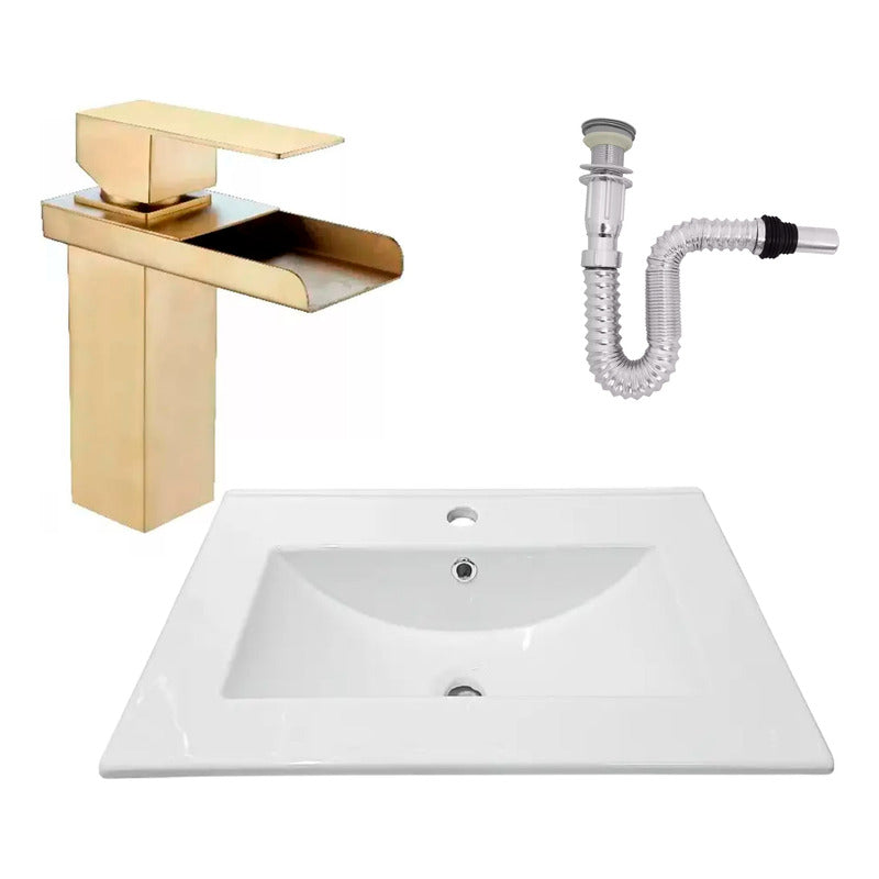 Kit Placa Lavam. 61*46.5cm+griferia Monocontrol+push Flex10