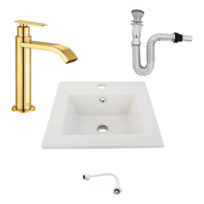 Kit Placa Lavamanos 41cm+griferia Agua Fria+push Flexible 3