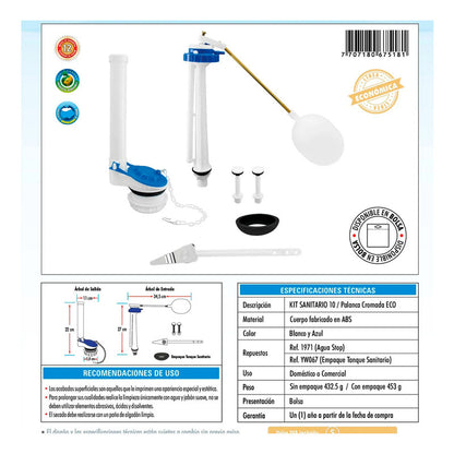 Kit Sanitario 10 Palanca Cromada Eco