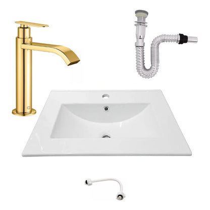 Kit Placa Lavamanos 61*46.5cm+griferia Agua Fria+push Flex.3