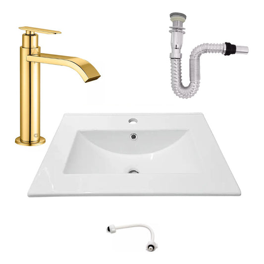 Kit Placa Lavamanos 61*46.5cm+griferia Agua Fria+push Flex.3