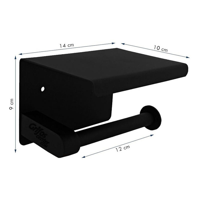 Portarrollos Con Soporte Cuadrado Negro