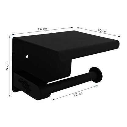 Portarrollos Con Soporte Cuadrado Negro