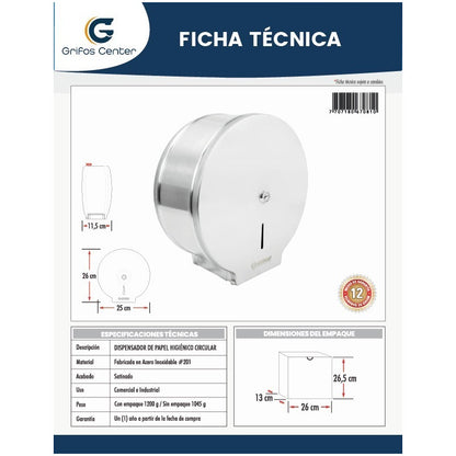 Dispensador De Papel En Acero Inoxidable