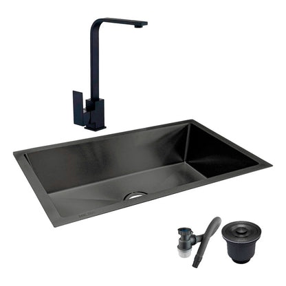 Combo Lavaplatos 100*45cm+griferia Lvp Negra  L + Accesorios