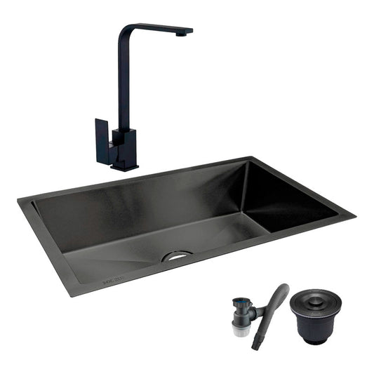 Combo Lavaplatos 100*45cm+griferia Lvp Negra  L + Accesorios