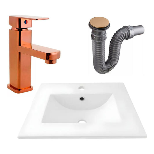Combo Placa Lavamanos 61*40cm+grifo Monocontrol+push Rose1