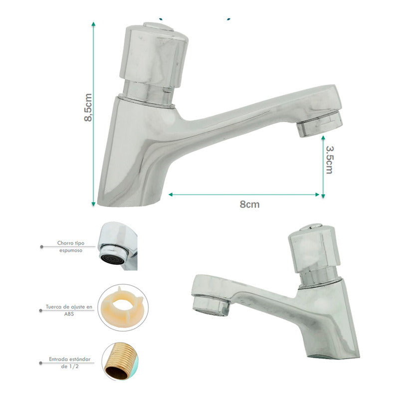 Grifería Push Liviana Metálica Ahorradora De Agua