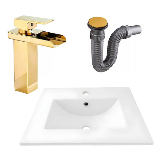 Combo Placa Lavamanos 61*40cm+griferia Monocontrol+push Oro6