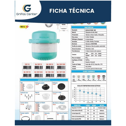 Ducha Regadera Victory Blanca 120v
