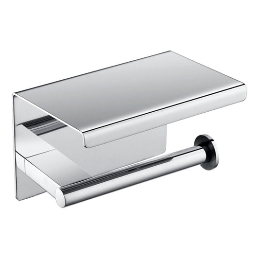 Portarrollo  Para Baño Con Repisa Plateada Cromada